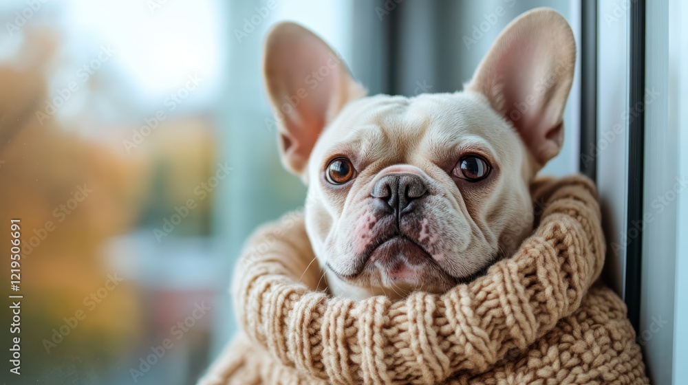 A thoughtful French Bulldog gazes outside through a window, capturing a moment of reflection and curiosity, showcasing the bond between pets and their environment. A thoughtful French Bulldog gazes outside through a window, capturing a moment of reflection and curiosity, showcasing the bond between pets and their environment.