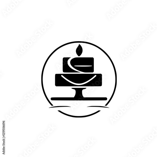 Cake Shop Logo: Elegant Bakery Dessert Design. Perfect for a cafe, restaurant, or bakery business. This logo conveys sweetness, deliciousness, and celebration.