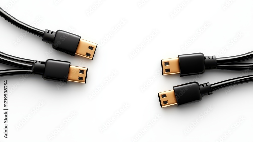 An artistic depiction showing a pair of gold USB connectors positioned carefully, reflecting modern engineering and the elegance of technological design and functionality. An artistic depiction showing a pair of gold USB connectors positioned carefully, reflecting modern engineering and the elegance of technological design and functionality.