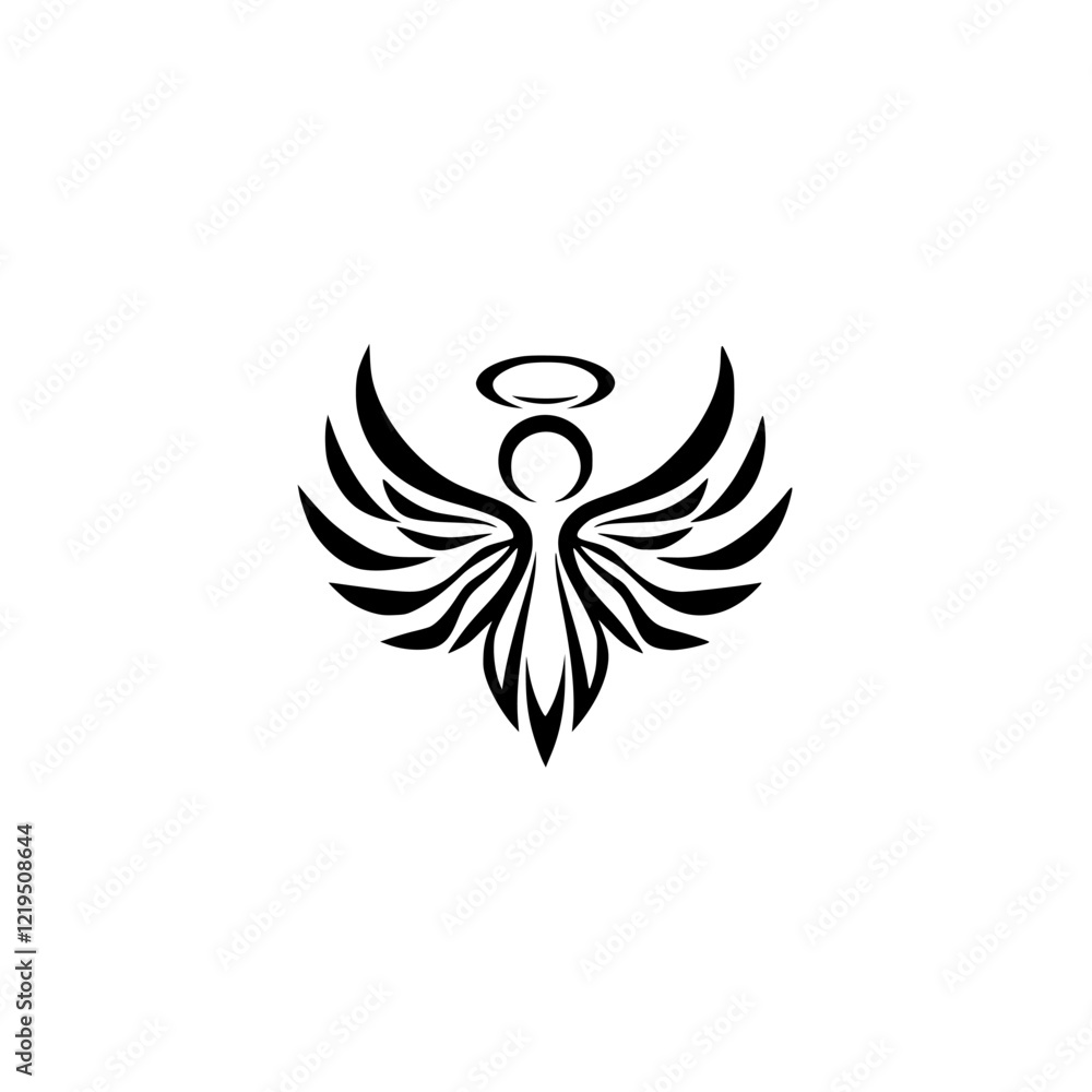 Obraz premium Celestial Angel Wings: A Sacred Symbol of Faith, Hope, and Divine Protection. This abstract design is perfect for religious art, spirituality, and tattoo inspiration.