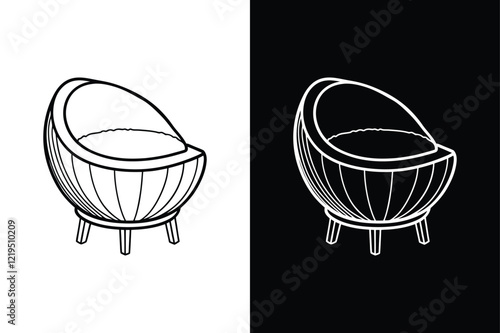 Coconut chair icon vector on White Background ,Vector Art Illustration on white background.