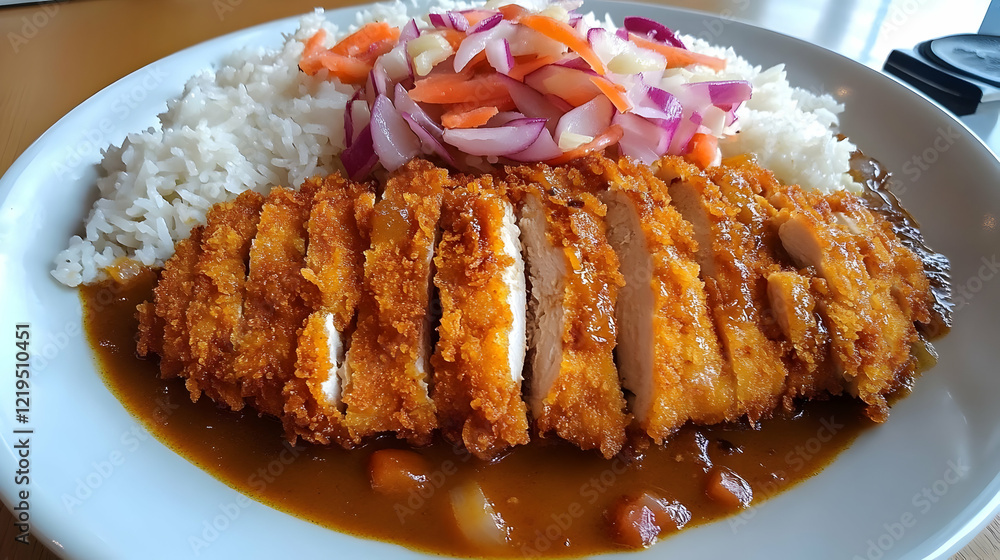 Delicious Katsu Curry with Rice and Salad: A Japanese Food Delight Delicious Katsu Curry with Rice and Salad: A Japanese Food Delight