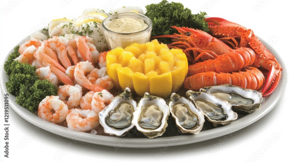 Vibrant Seafood Platter with Shrimp and Lobster Display Vibrant Seafood Platter with Shrimp and Lobster Display