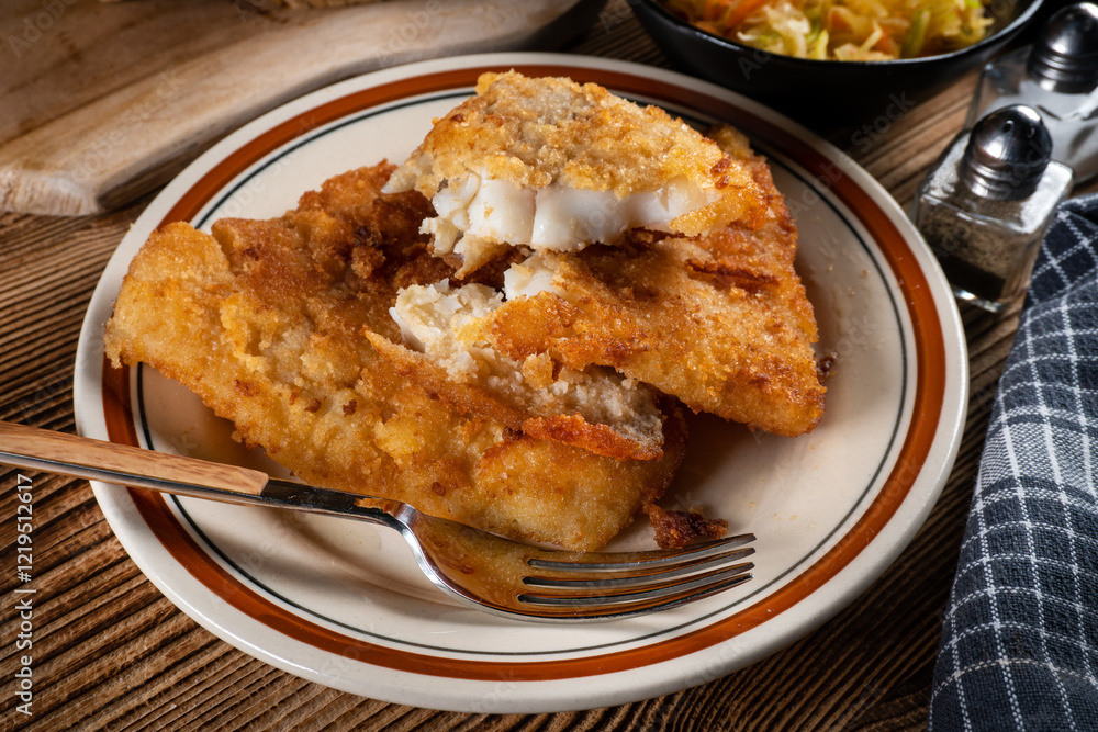 Fried cod fillet. Fried cod fillet.