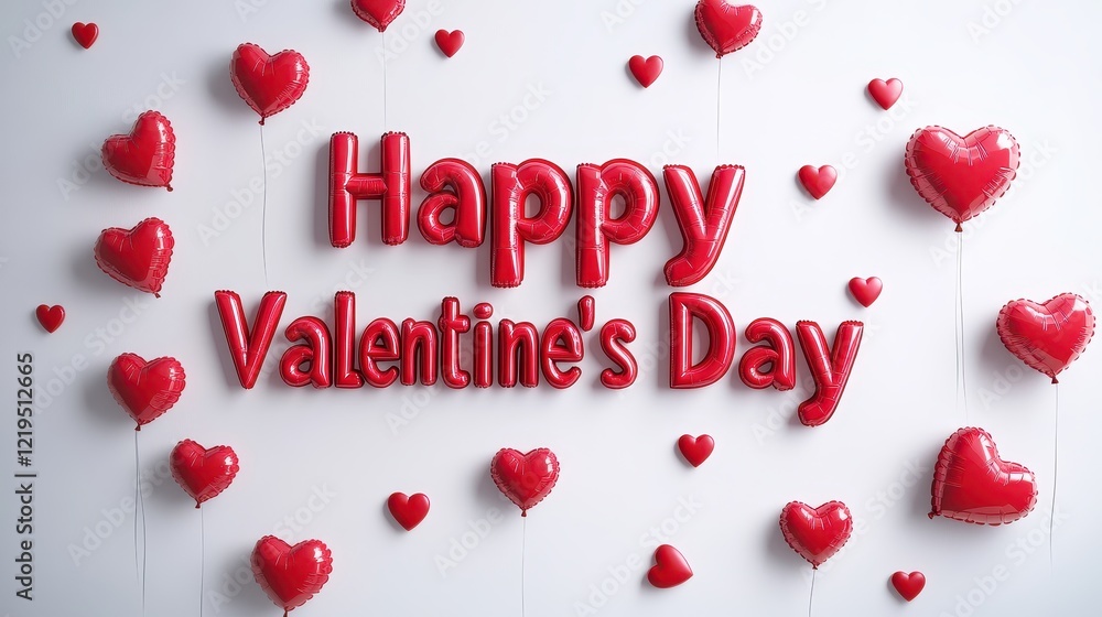 Happy Valentine's Day Celebrations with Heart Balloons and Decorations