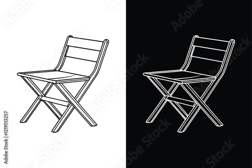 Folding chair icon vector on White Background ,Vector Art Illustration on white background.