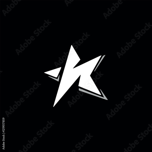 star and letter k star  logo design vector