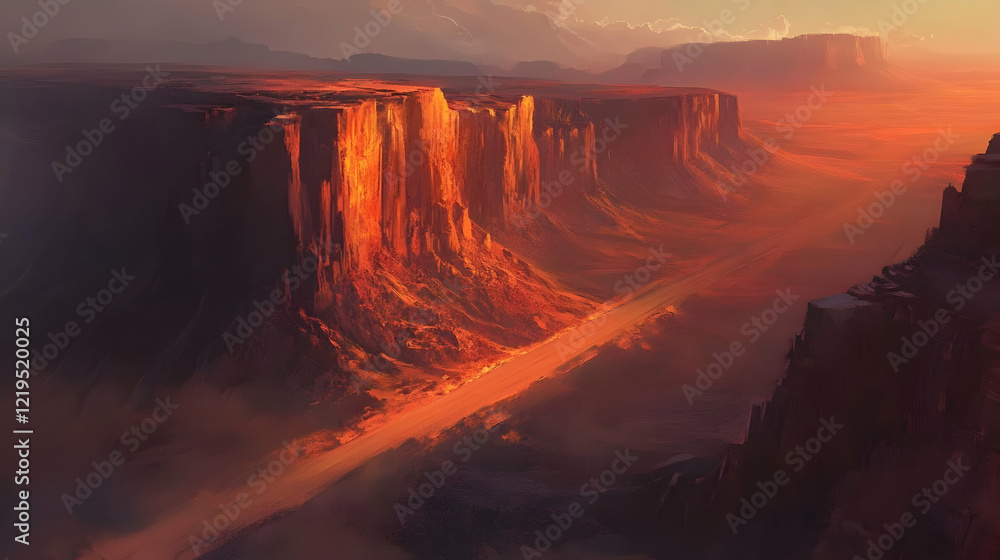 Fototapeta premium Majestic Desert Canyon at Sunset: A Breathtaking Landscape