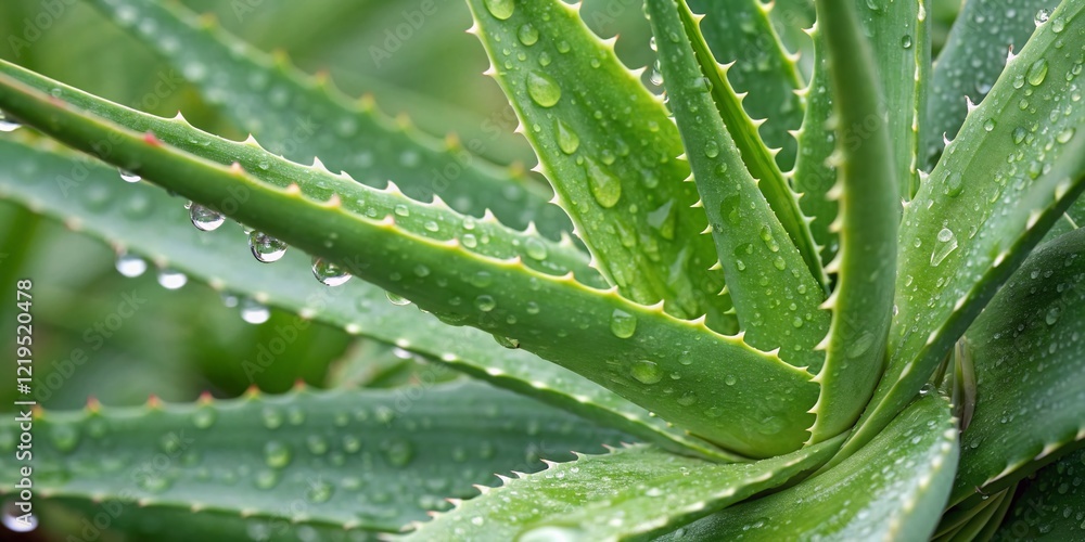 Super Slow Motion Aloe Vera Macro Photography: Water Droplets on Succulent Leaves