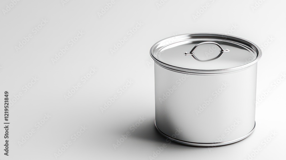 Silver Metal Canister with Lid: A Clean, Minimalist Product Shot Silver Metal Canister with Lid: A Clean, Minimalist Product Shot