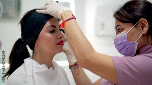 Wallpaper Mural A skilled practitioner prepares a client for a skincare treatment in a sleek, modern clinic. The ambiance promotes relaxation and rejuvenation for enhanced wellness Torontodigital.ca