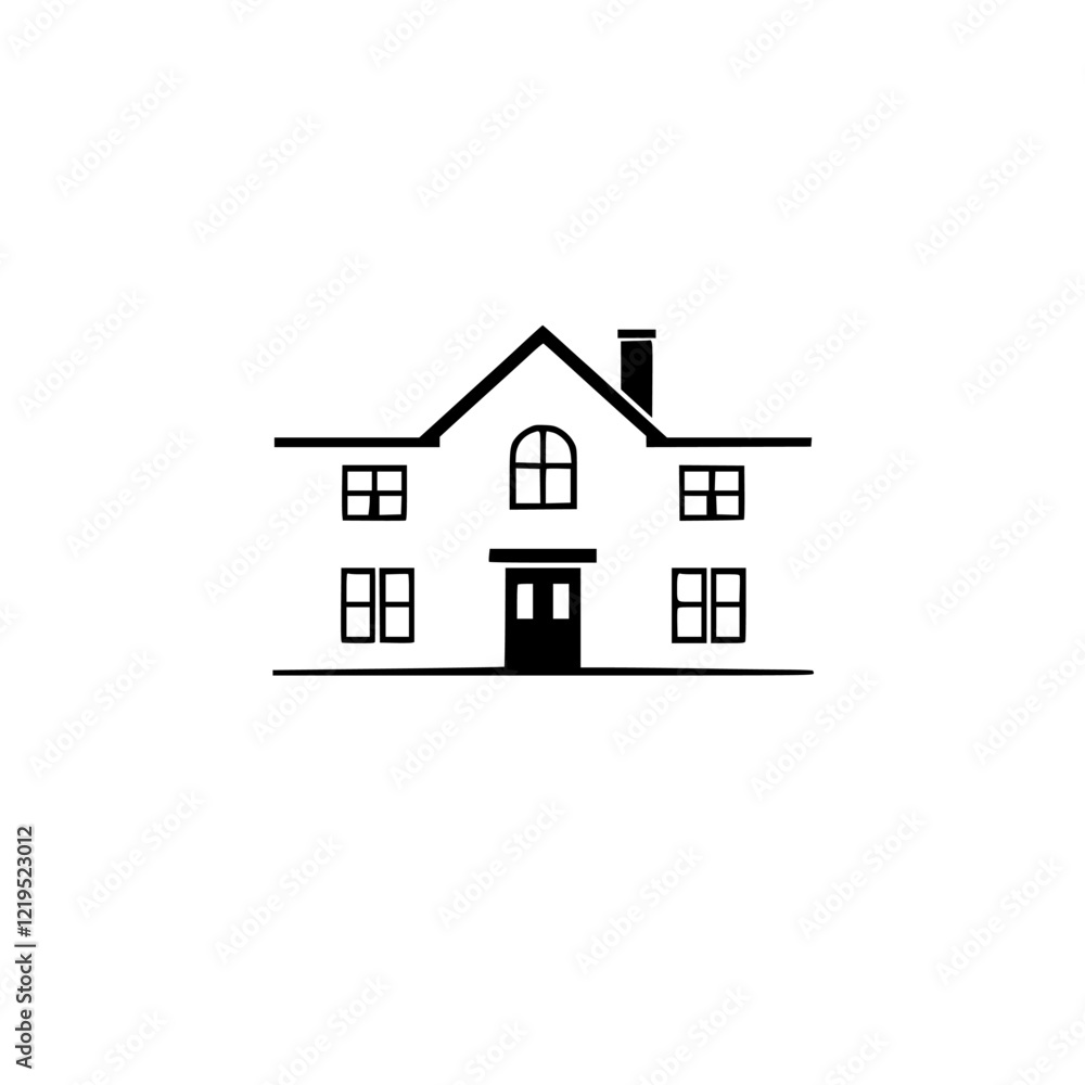 Fototapeta premium Modern House Exterior: Simple, Elegant Home Design. Residential Architecture, Real Estate Property
