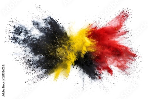 Explosion of colored powder, isolated on white background. Abstract colored background photo