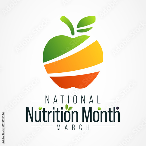 National Nutrition month is observed every year in March, to draw attention to the importance of making informed food choices and developing healthy eating habits. Vector illustration