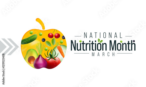 National Nutrition month is observed every year in March, to draw attention to the importance of making informed food choices and developing healthy eating habits. Vector illustration