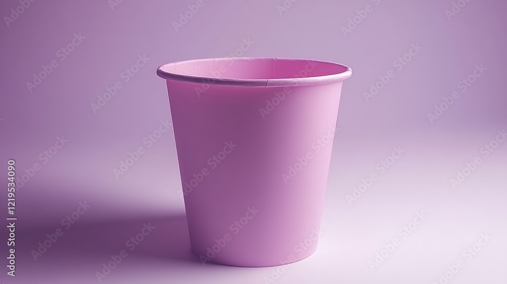 Pink Disposable Paper Cup on Purple Background Pink Disposable Paper Cup on Purple Background