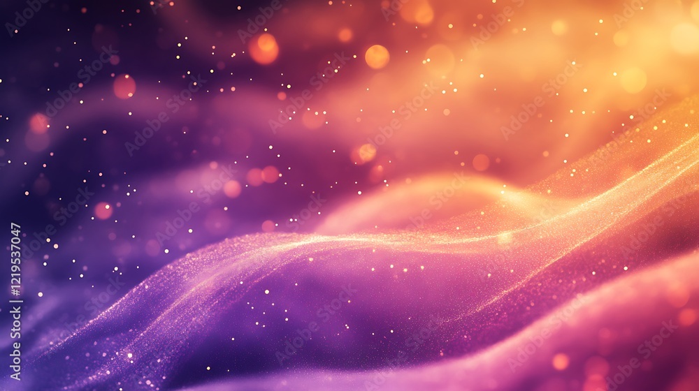 Fototapeta premium Abstract Glittering Waves of Purple and Orange Hues