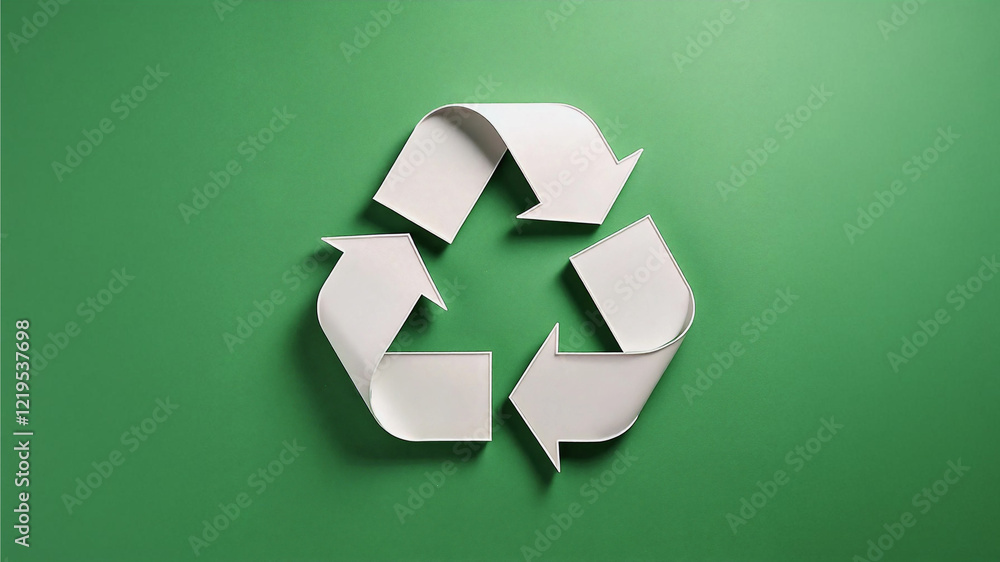 Recycling Sign Symbol for Climate Action and Sustainable Waste Management green background, white symbol, Recycling Sign Symbol for Climate Action and Sustainable Waste Management green background, white symbol,