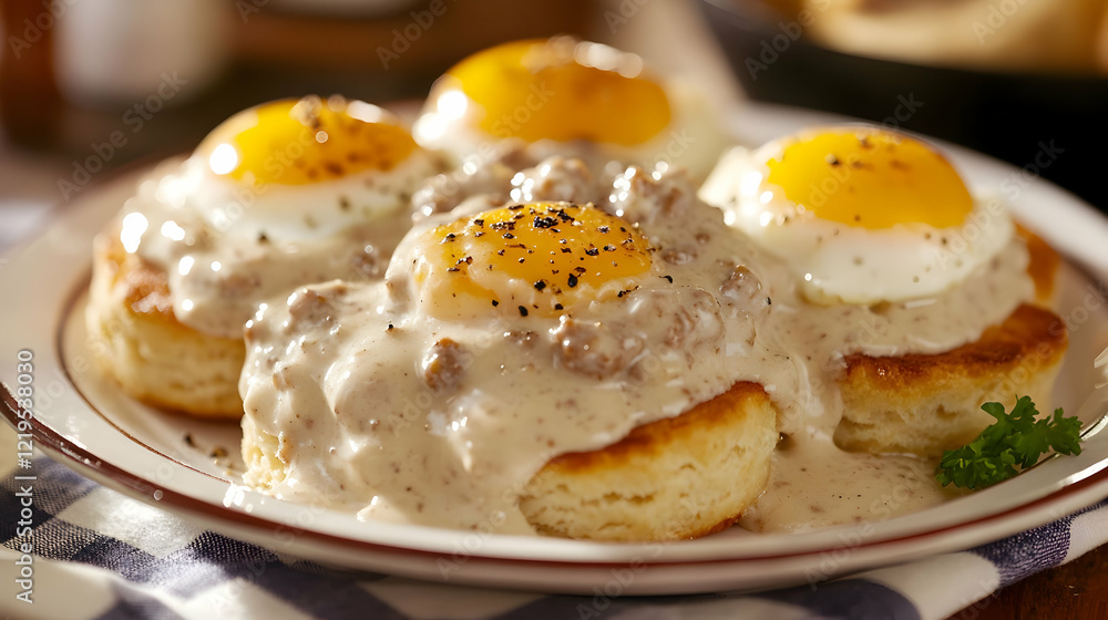 Savory Sausage Gravy Biscuits with Fried Eggs: A Southern Delight Savory Sausage Gravy Biscuits with Fried Eggs: A Southern Delight