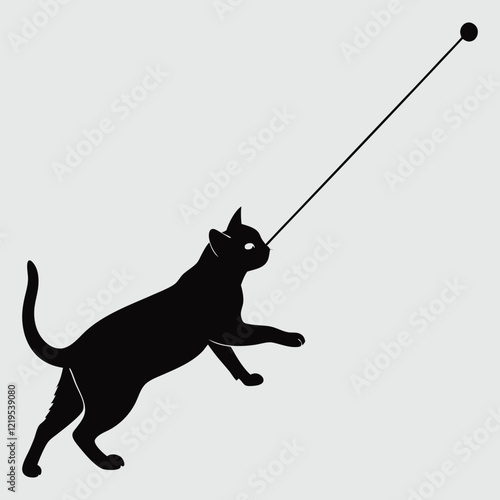 a cat chasing a laser silhouette vector design art and illustration