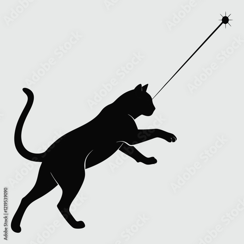 a cat chasing a laser silhouette vector design art and illustration