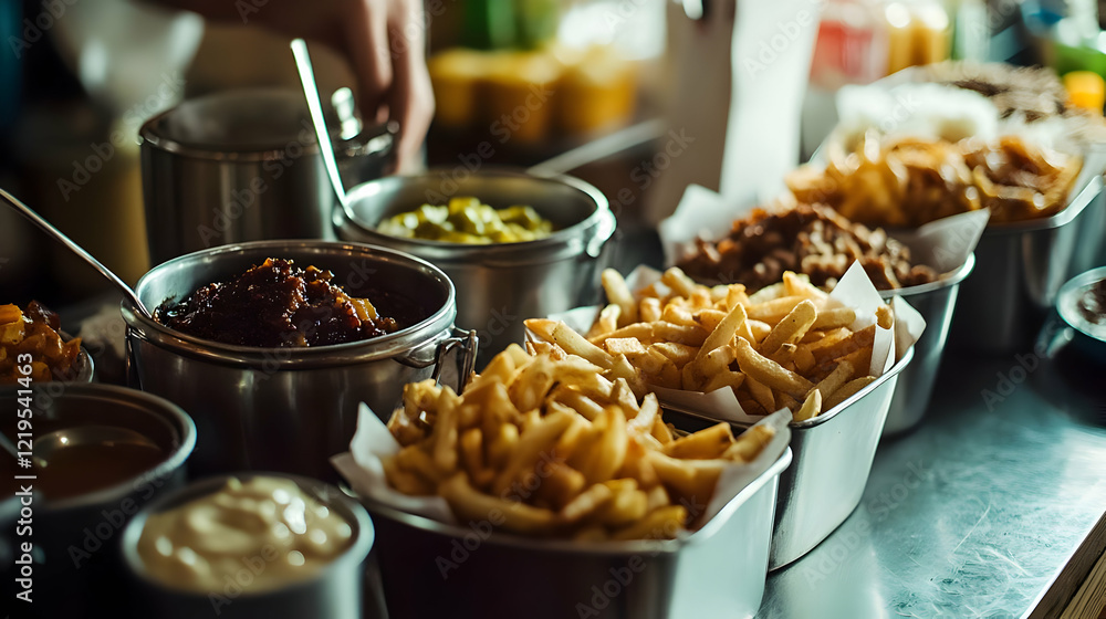 Aromatic French Fries with Various Dipping Sauces Aromatic French Fries with Various Dipping Sauces
