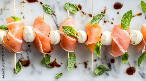 Delicious Prosciutto-Wrapped Mozzarella Skewers with Balsamic Glaze