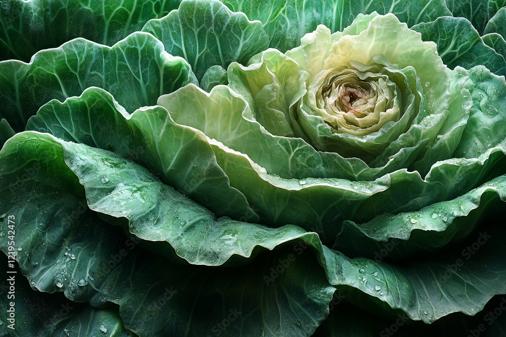 Obraz premium A Detailed Close Up Of A Green Cabbage Head