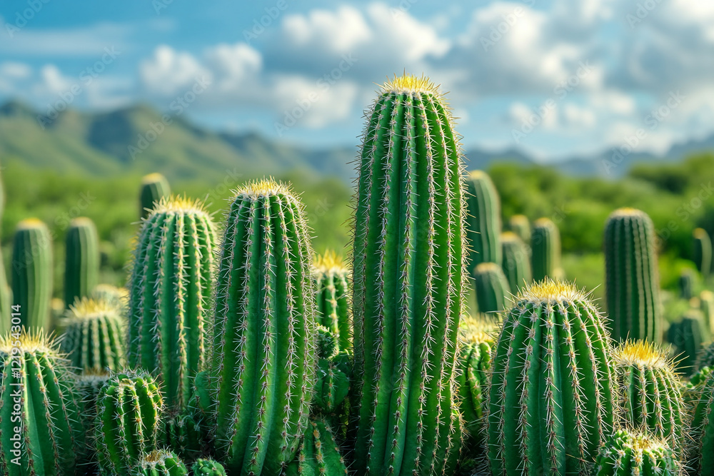 Majestic Green Cacti Thrive Under a Sunny Sky Majestic Green Cacti Thrive Under a Sunny Sky