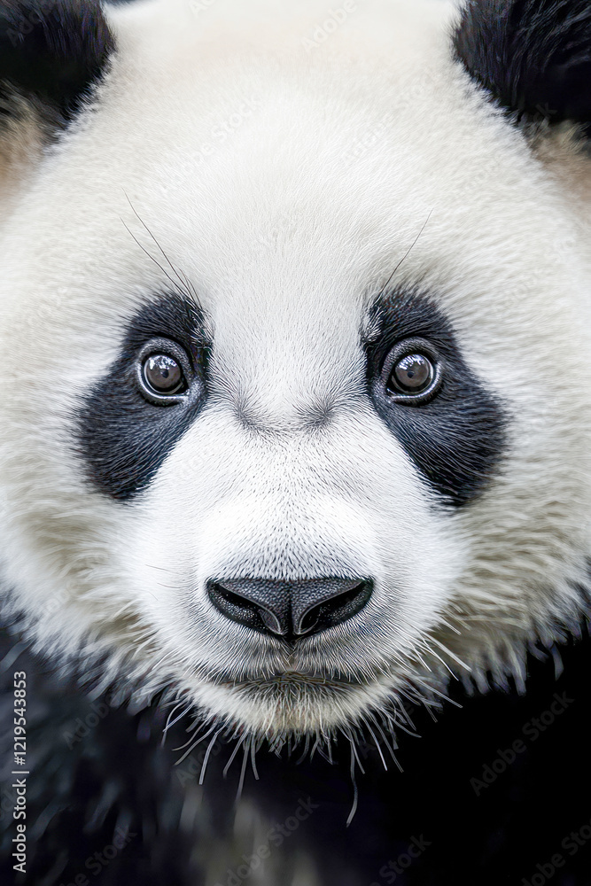 Naklejka premium Close-up of a Panda's Face with Intense Gaze