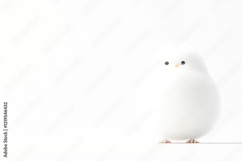 Minimalistic white bird with soft fluffy feathers Minimalistic white bird with soft fluffy feathers