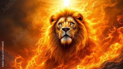 lion in fire