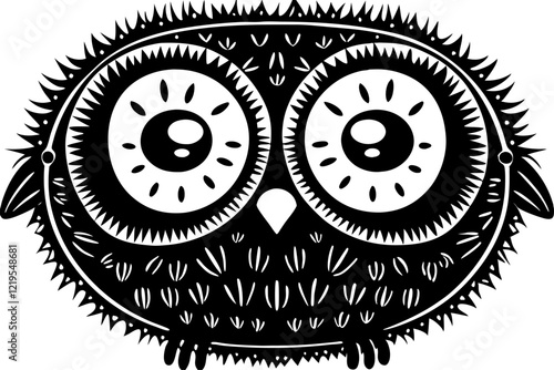Cartoon Owl Face: Big Eyes, Simple Design