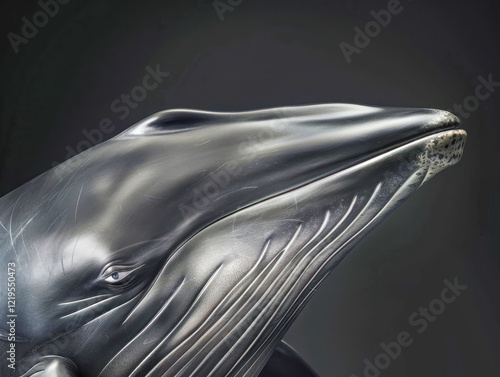 Close-up of a fin whale surfacing with misty blow photo