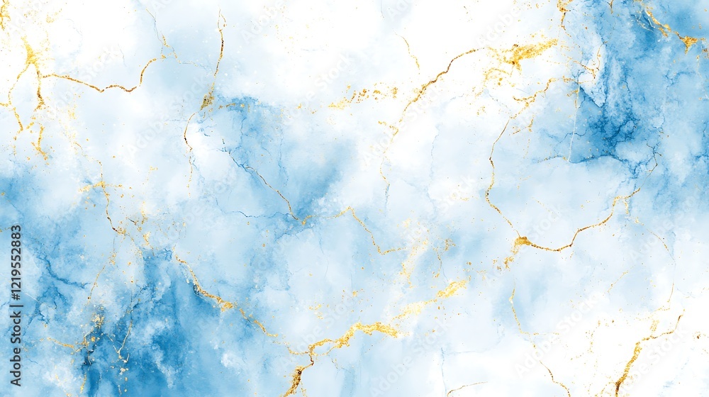 Obraz premium Abstract Blue and Gold Marble Texture: A Serene Watercolor Design