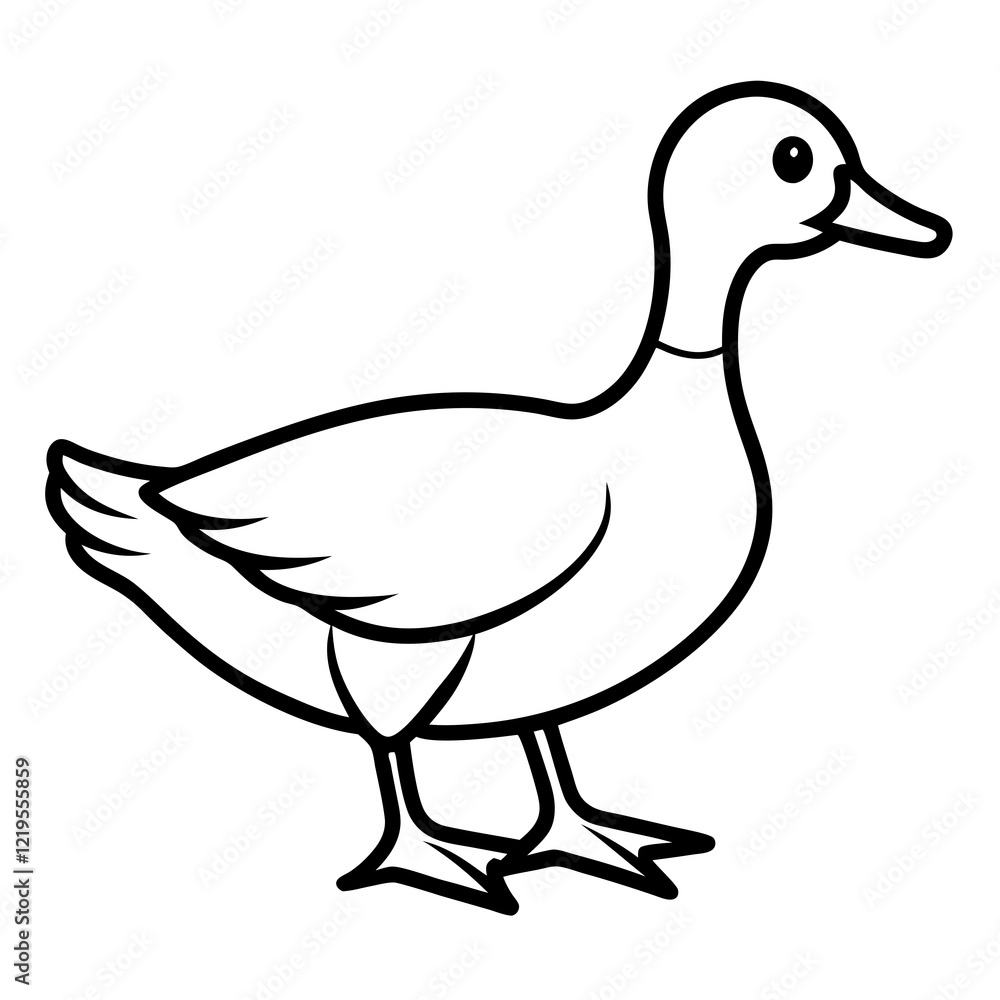 Simple black and white line drawing of a duck. Simple black and white line drawing of a duck.