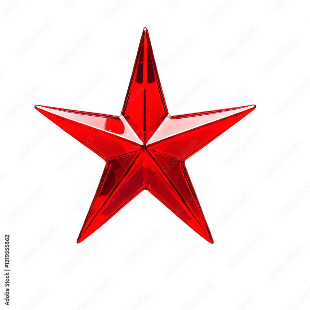 Obraz premium Red glass Five-Pointed Star Tree-topper isolated on transparent background