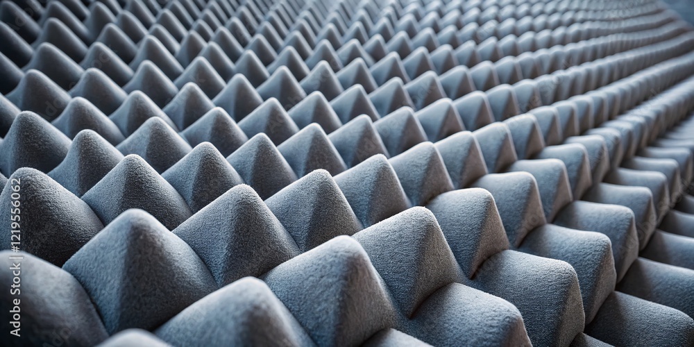 Obraz premium Textured Gray Acoustic Foam Panel Close-Up - Soundproofing Material