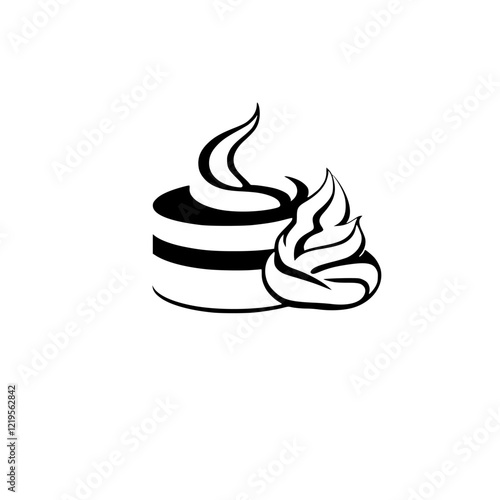 Cake and Cream: A Delicious Dessert. Sweet Pastry, Whipped Cream, Bakery Treat. Enjoy the Culinary Delights of this Scrumptious Confectionery.