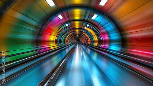 Colorful Tunnel Moving Walkway Abstract Speed