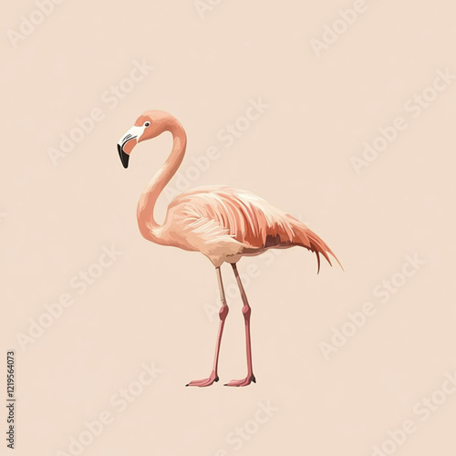 pink flamingo on a white