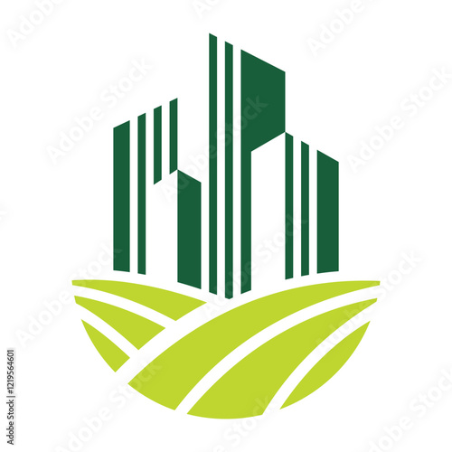 FARM AND BUILDING logo. Vector Logo Template In Modern Minimalist Style Creative Abstract Vector