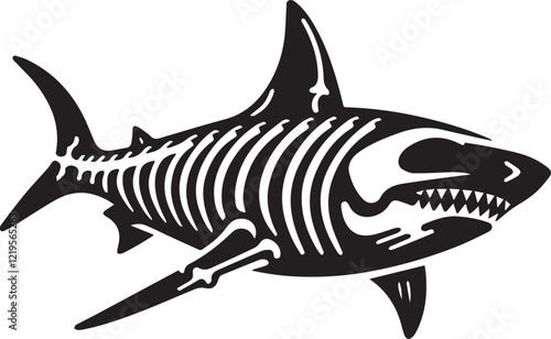 Shark Skeleton Minimalist Vector Design