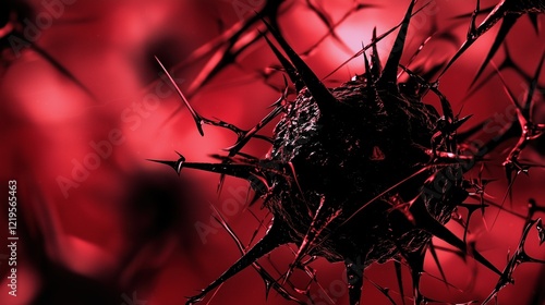 Abstract Red Spiky Structure Close-up