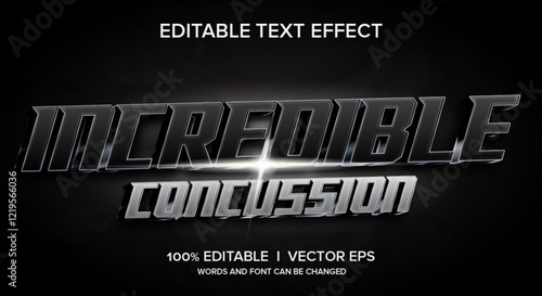 incredible concussion 3d vector text effect with modern style design
