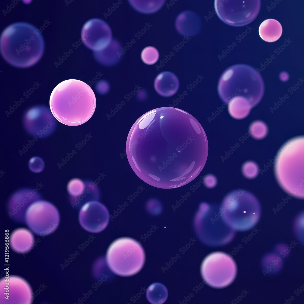 Abstract Purple Bubbles Floating in Dark Space Abstract Purple Bubbles Floating in Dark Space