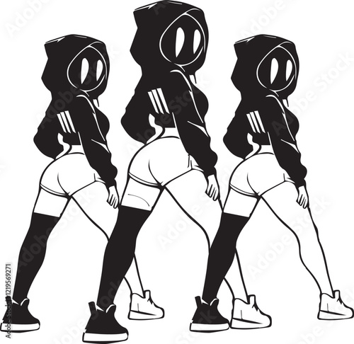 Girls Group Dance Vector Design