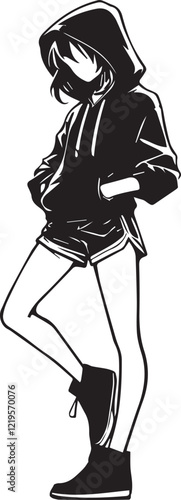 Girl Dancing In Hoodie Vector