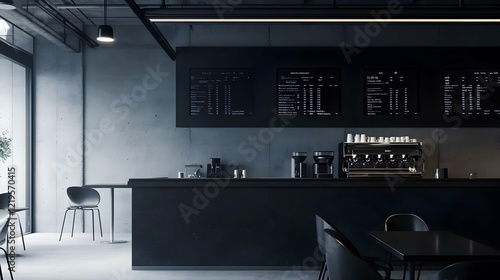 Modern Coffee Shop Interior Design: Dark Aesthetics and Minimalist Decor