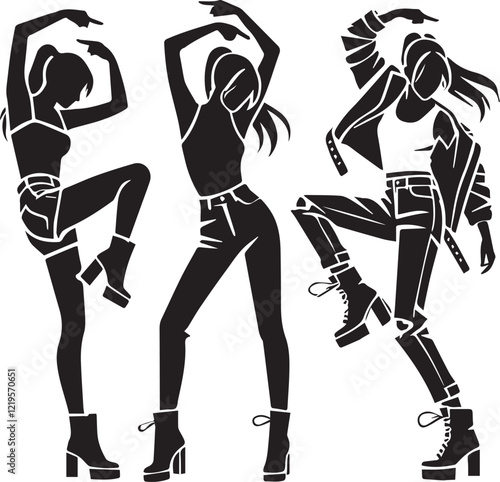 Girls Group Dance Vector Design